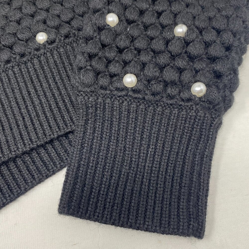 Alice + Olivia Collins Pearl Embellished Crochet Wool Black Cardigan XS NWT $595 - Picture 11 of 13